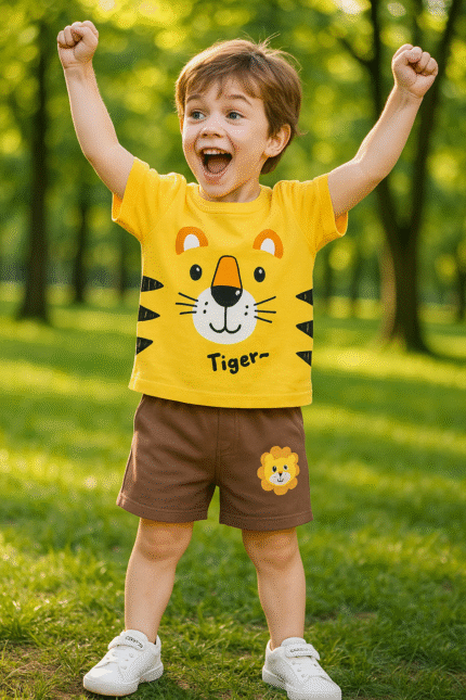 Yazlık tiger baskı çocuk alt üst takım