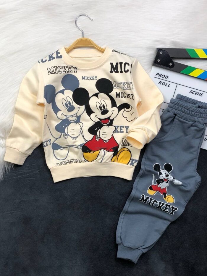 Mevsimlik Mickey %100 Pamuklu Alt Üst Eşofman Takımı - Görsel 1