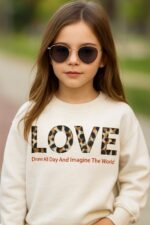 Kız çocuk kışlık alt üst love baskı takım